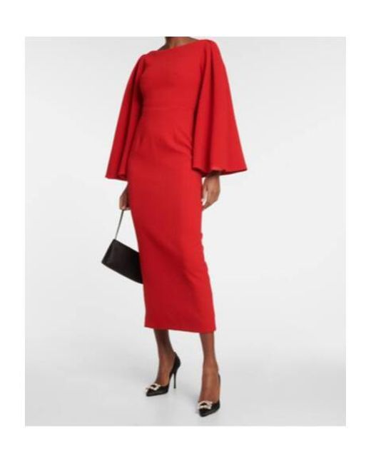 Emilia Wickstead Red Niesha Crêpe Midi Dress