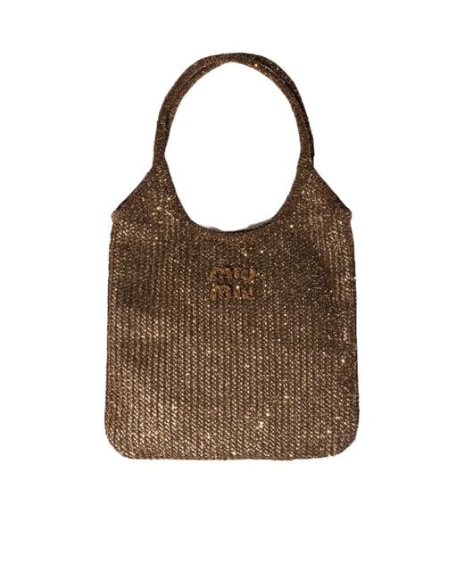 Miu Miu Brown Ivy Sequin Mesh Bag