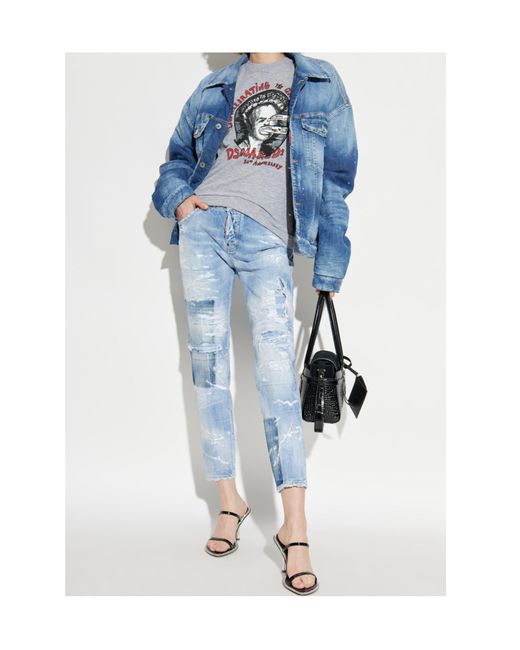 DSquared² Blue Light Super Ripped Wash Cool Girl Jeans