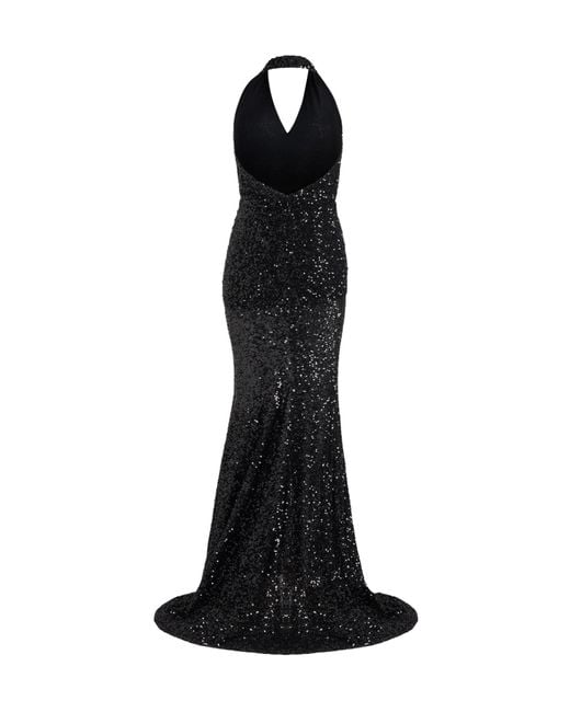 Patou Black Sequinned Halterneck Maxi Dress