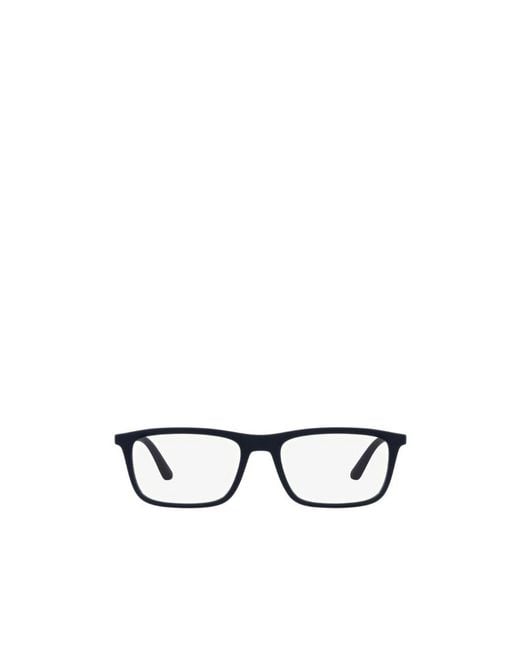 Emporio Armani White Rectangular Frame Clip-On Glasses for men