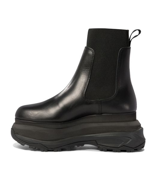 Sacai Black Chelsea Leather Ankle Boots