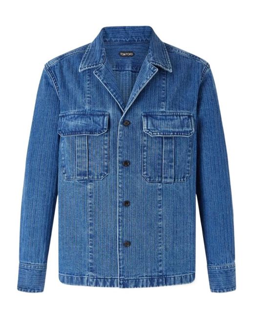 Tom Ford Blue Long-Sleeved Denim Jacket for men