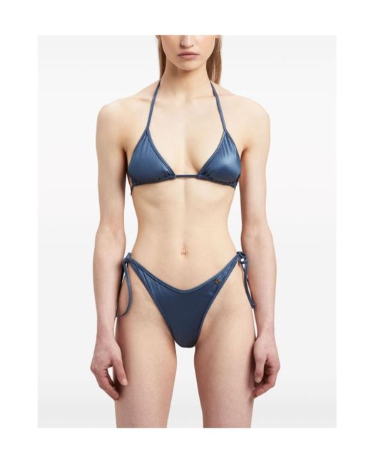 Palm Angels Blue Triangular Bikini Top