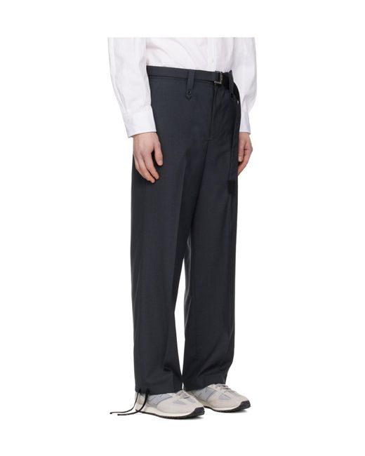 Sacai Blue Wool Blend Casual Pants for men