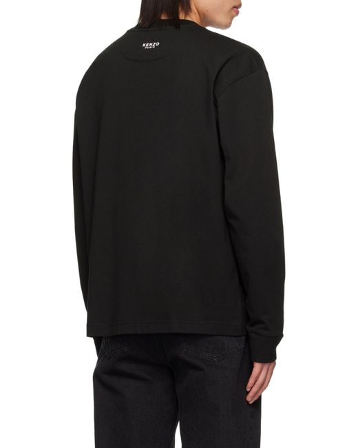 KENZO Black Boke Embroidered Long-Sleeved T-Shirt for men