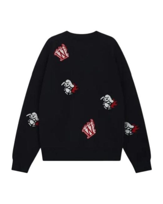 we11done Black Crew-Neck Sweater for men