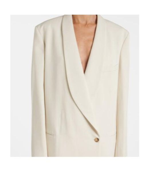 Calvin Klein White Evelyn Double-Breasted Wool Coat