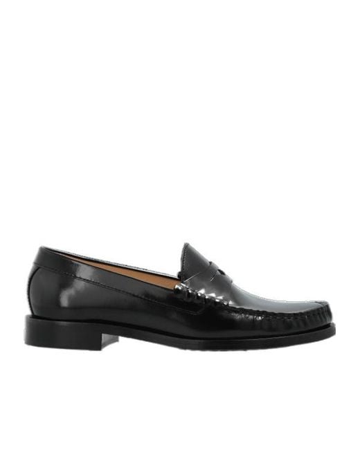 Stuart Weitzman Black Round Head Loafer Shoes