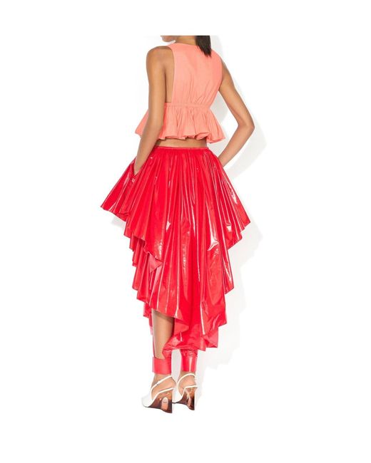 Alaïa Pink Cotton Linen Blend Peplum Top