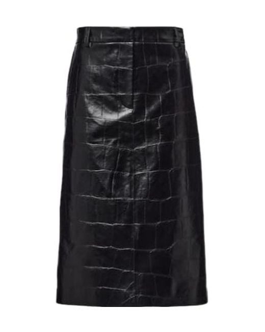 Stella McCartney Black Croco Pencil Skirt