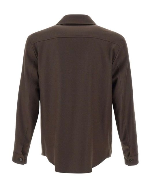 Briglia 1949 Brown Long-Sleeve Button-Up Jacket for men