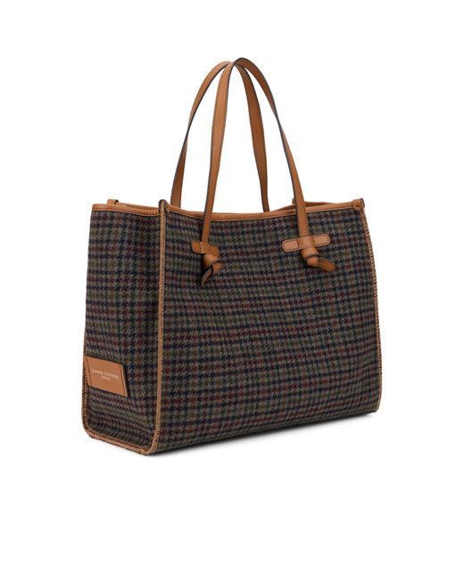 Gianni Chiarini Brown Checked Tote Bag With Pouch