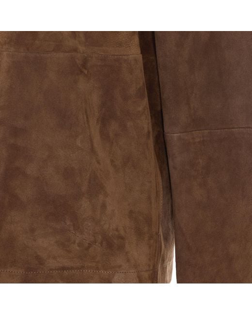 The Row Brown Long-Sleeve Leather Jacket for men