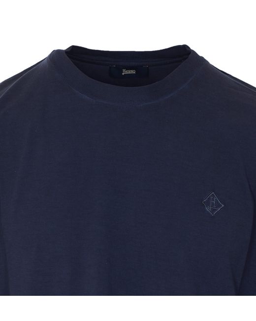 Herno Blue Logo Crewneck T-Shirt for men