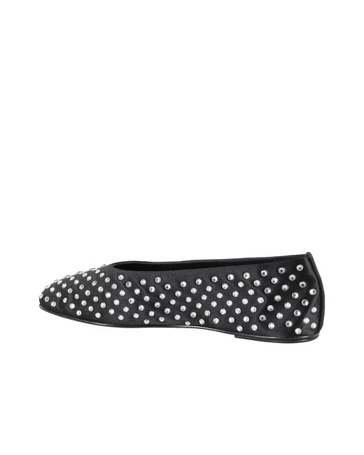 Magda Butrym Black Embellished Satin Ballet Flats