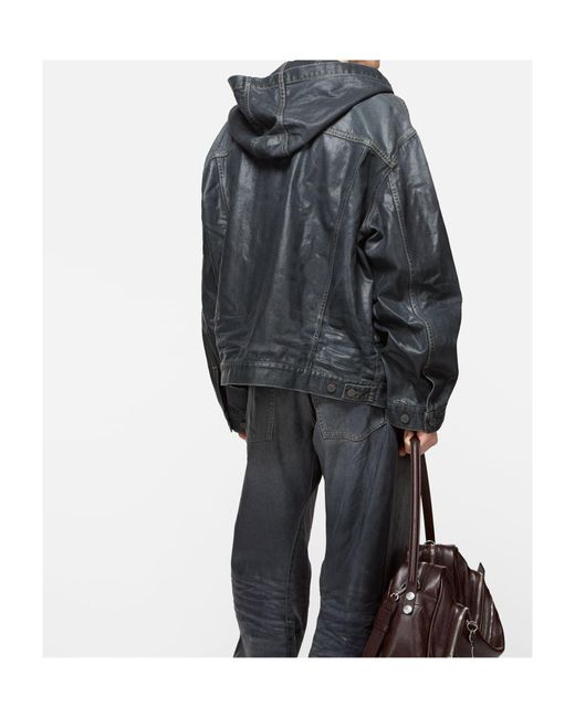 Acne Gray Hooded Buttoned Jacket for men