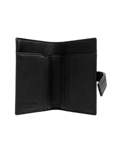 Balmain Black Padlock-Detail Calf Leather Wallet