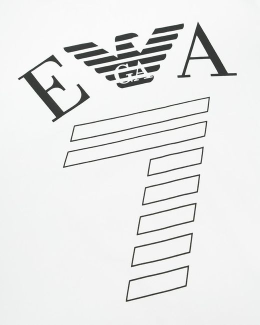 EA7 White Logo Round Neck T-Shirt for men