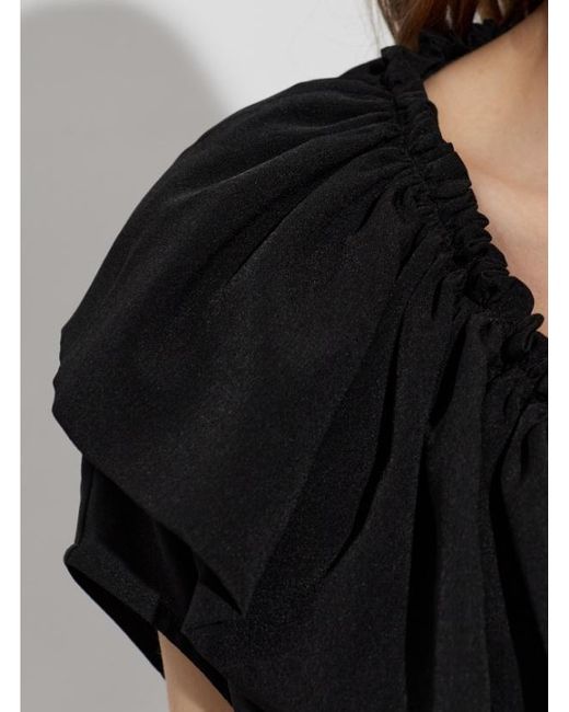 Dries Van Noten Black Cally Bis Ruffled Peplum Top