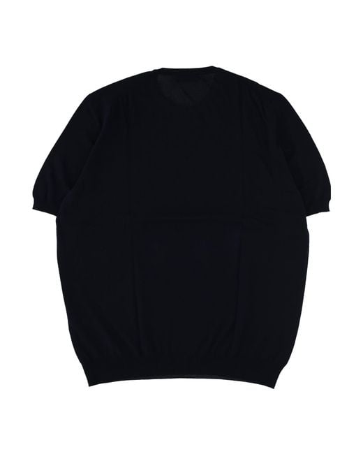 Gran Sasso Black Short Sleeved Knitted Jumper for men