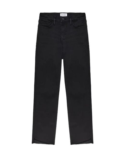 FRAME Black Frayed-Hem Jeans