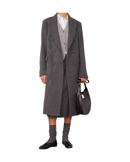 Officine Generale Gray Double-Breasted Coat