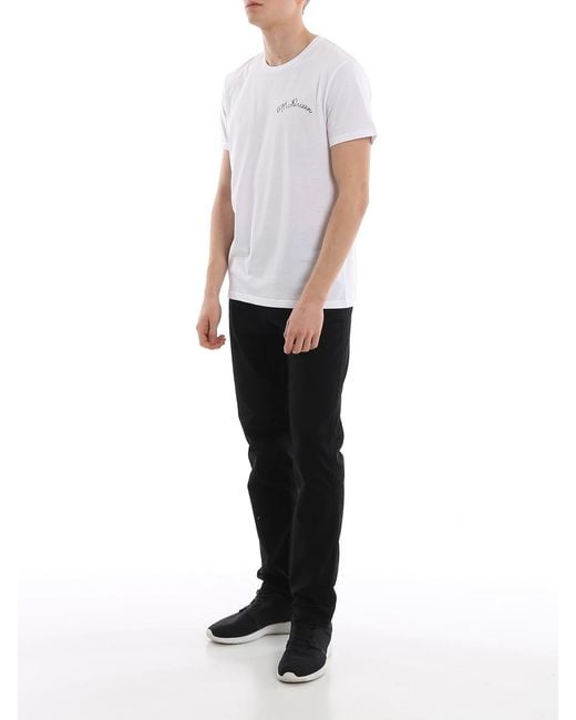 McQueen White Round-Necked Logo T-Shirt for men