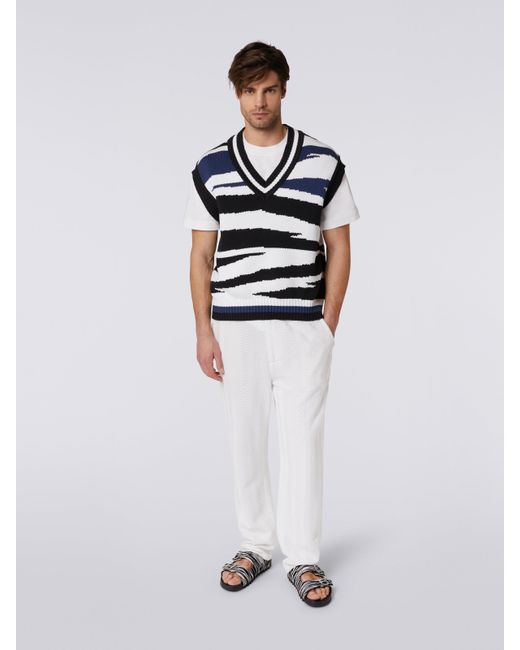 Missoni Blue Graphic-Print V-Neck Vest for men