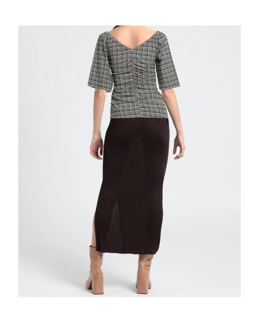 Ganni Gray Plaid Top