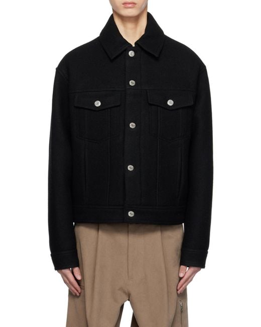 AMI Black Long-Sleeve Wool Jacket for men