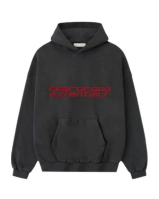Fear Of God Black Logo Printed Hoodie for men