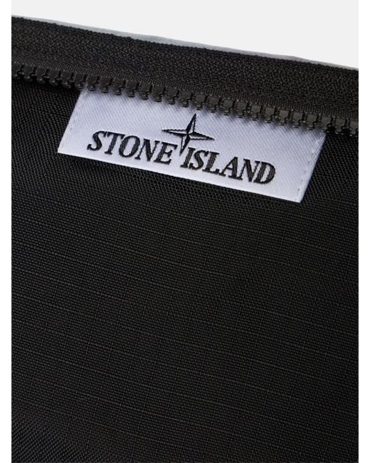 Stone Island Black Belt Bag With Zip Pocket And Compass Patch for men