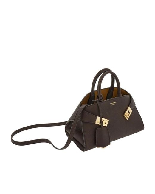 Ferragamo Brown Ferragamo Mini Hug Top Handle Bag