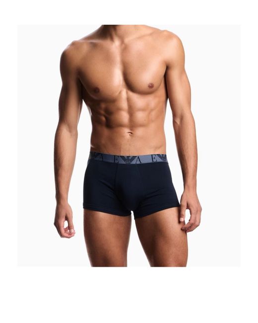 Emporio Armani Blue 3-Pack Logo Trunks for men