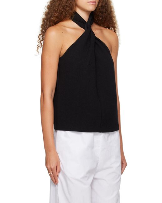 Anine Bing Black Becca Halterneck Sleeveless Top