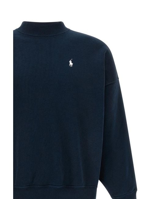 Polo Ralph Lauren Blue Logo Embroidered Crewneck Sweatshirt