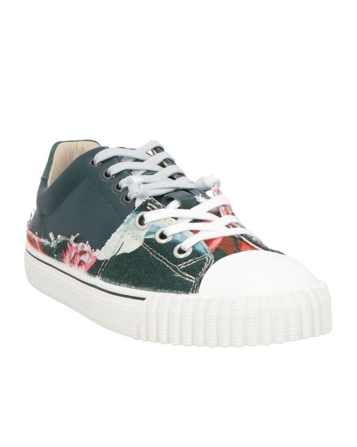 Maison Margiela Blue Floral Pattern Low-Top Casual Shoes