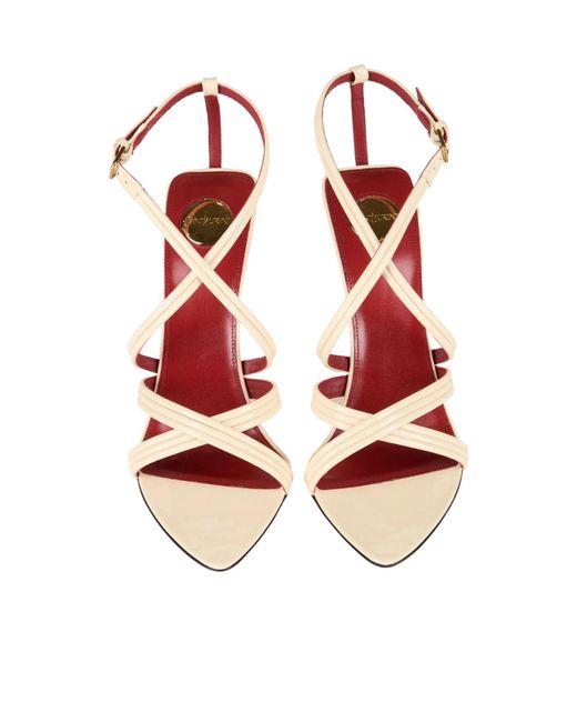 Saint Laurent Metallic Patent Leather Wedge Sandals