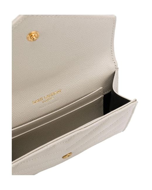 Saint Laurent White Cassandre Matelassé Small Envelope Wallet