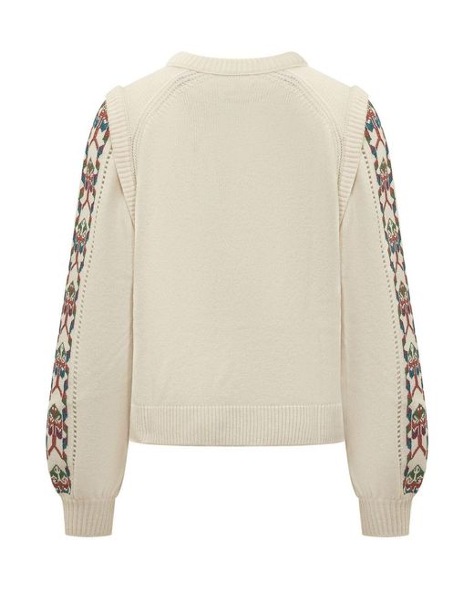 Ba&sh Natural Elda Patterned Sleeve Knitted Sweater