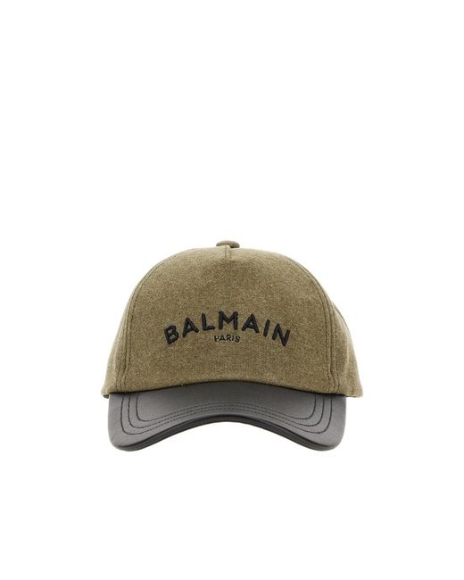 Balmain Green Logo Embroidered Baseball Cap for men