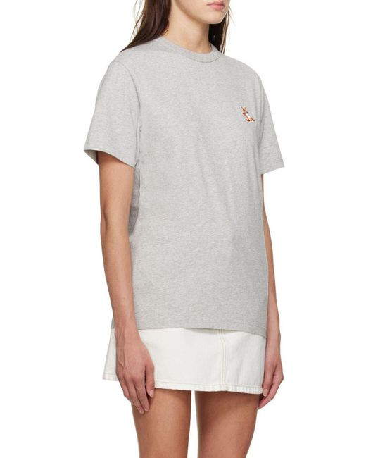 Maison Kitsuné Gray Maison Kitsuné Chillax Fox Patch T-Shirt for men