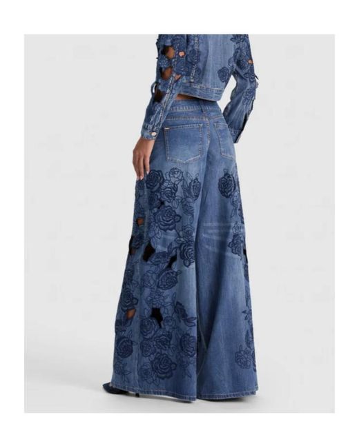 Alice + Olivia Blue Sidney Laser-Cut Jean