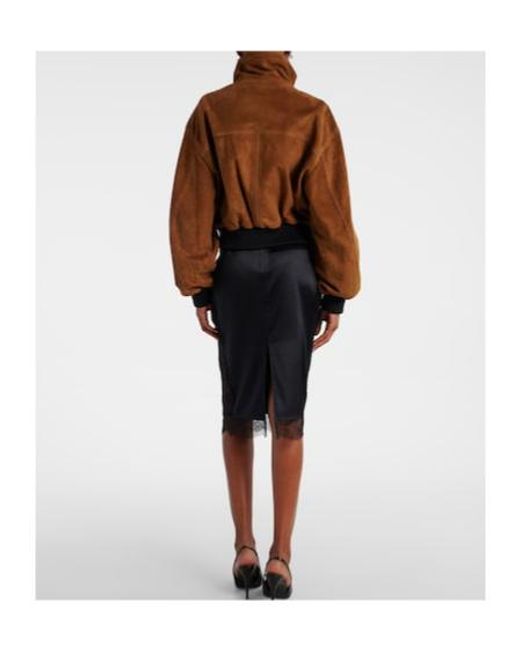 Nour Hammour Brown Briar Suede Bomber Jacket