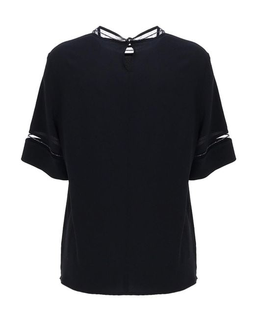 Fabiana Filippi Black Short Sleeved Embellished Detail T-Shirt