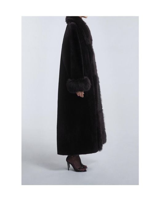 Nour Hammour Black Sima Grand Shearling Coat
