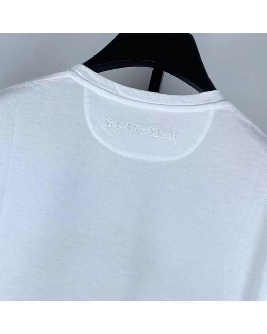 Stefano Ricci Blue T-Shirt With Round Neck And Short Sleeves for men