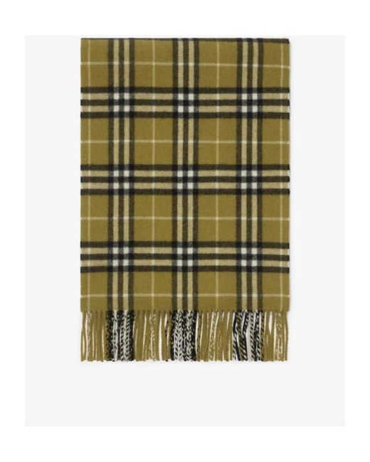 Burberry Green Checked Fringed-Edge Scarf for men