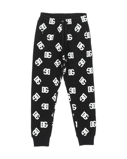 Dolce & Gabbana Black All-Over Logo-Print Track Pants for men